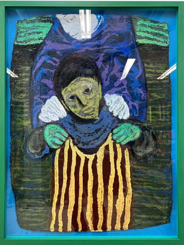 «Kledd i en annens klær».  Pastell og gouache på håndlaget papir. 87 x 67 cm. Pris: 40.000