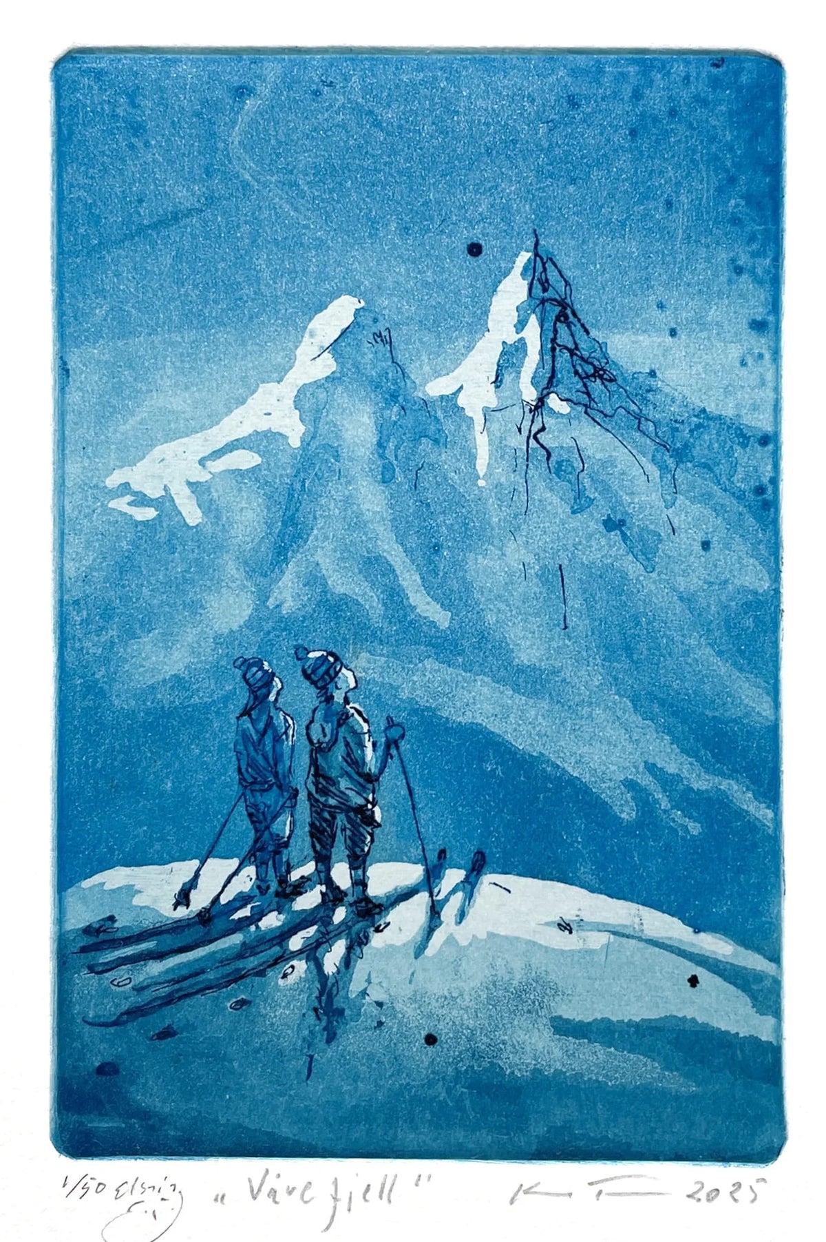Våre fjell, etsning av Kristian Finborud, 10 x 15 cm motiv (19,5 x 26,5 cm ark)