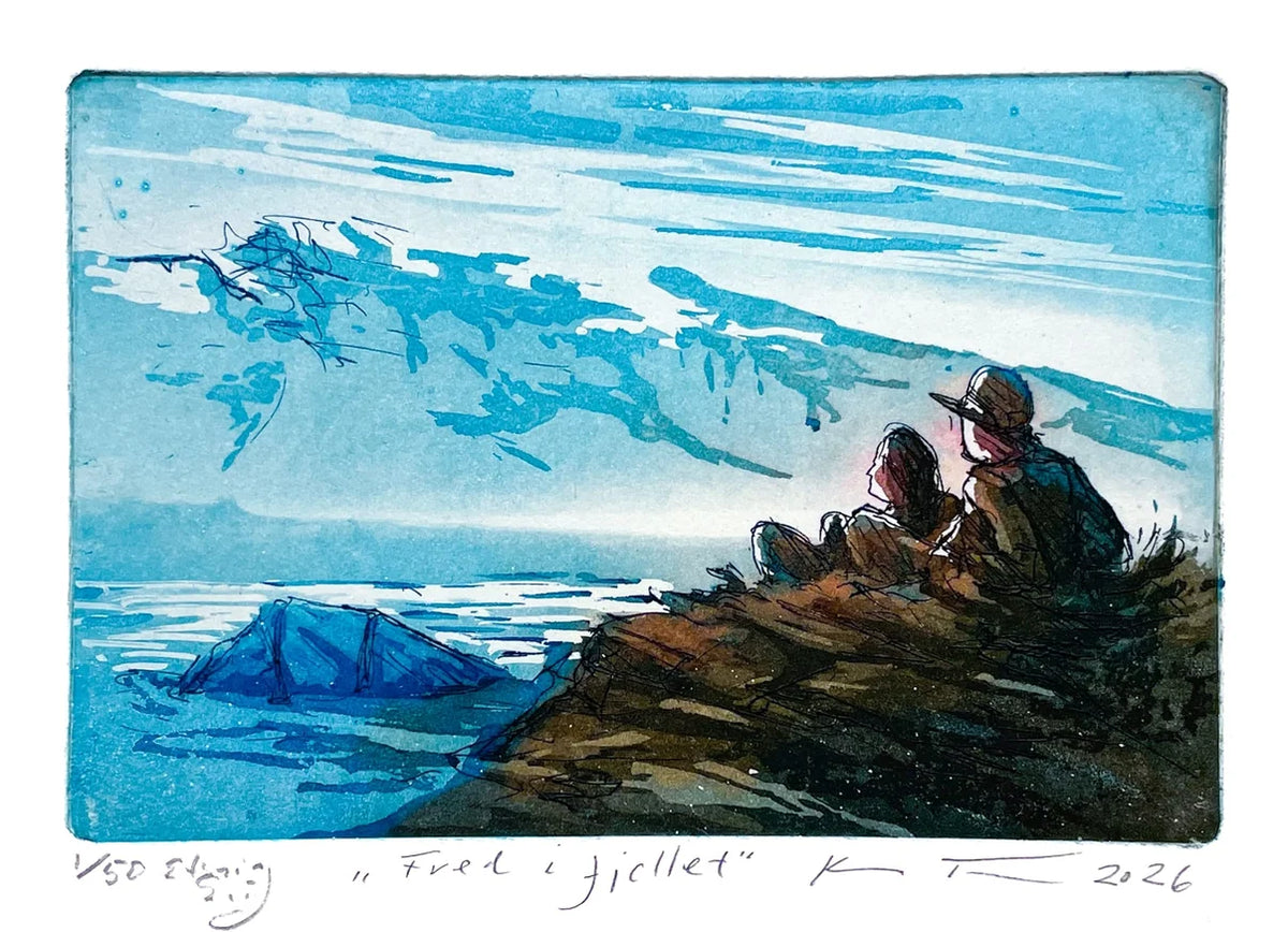 Fred i fjellet, etsning av Kristian Finborud, 15 x 10 cm motiv (29x 20,5 cm ark)