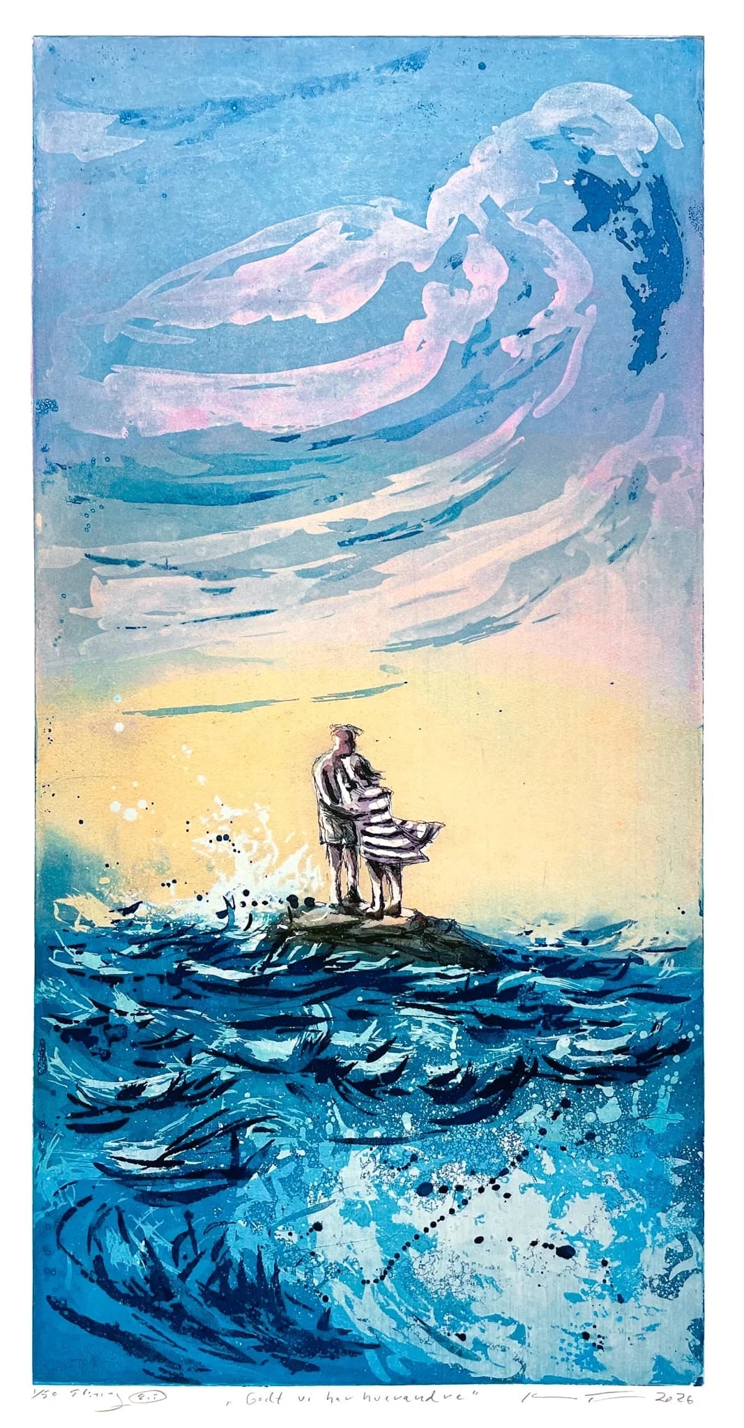 Godt vi har hverandre, etsning av Kristian Finborud, 30 x 60 cm motiv (41 x 72 cm ark)