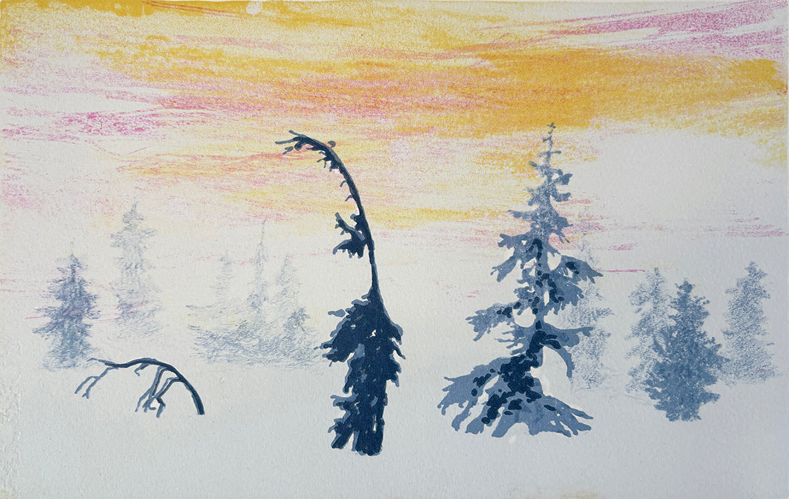 God tid, litografi av Anne Kristin Hagesæther, 28 x 17,5 cm