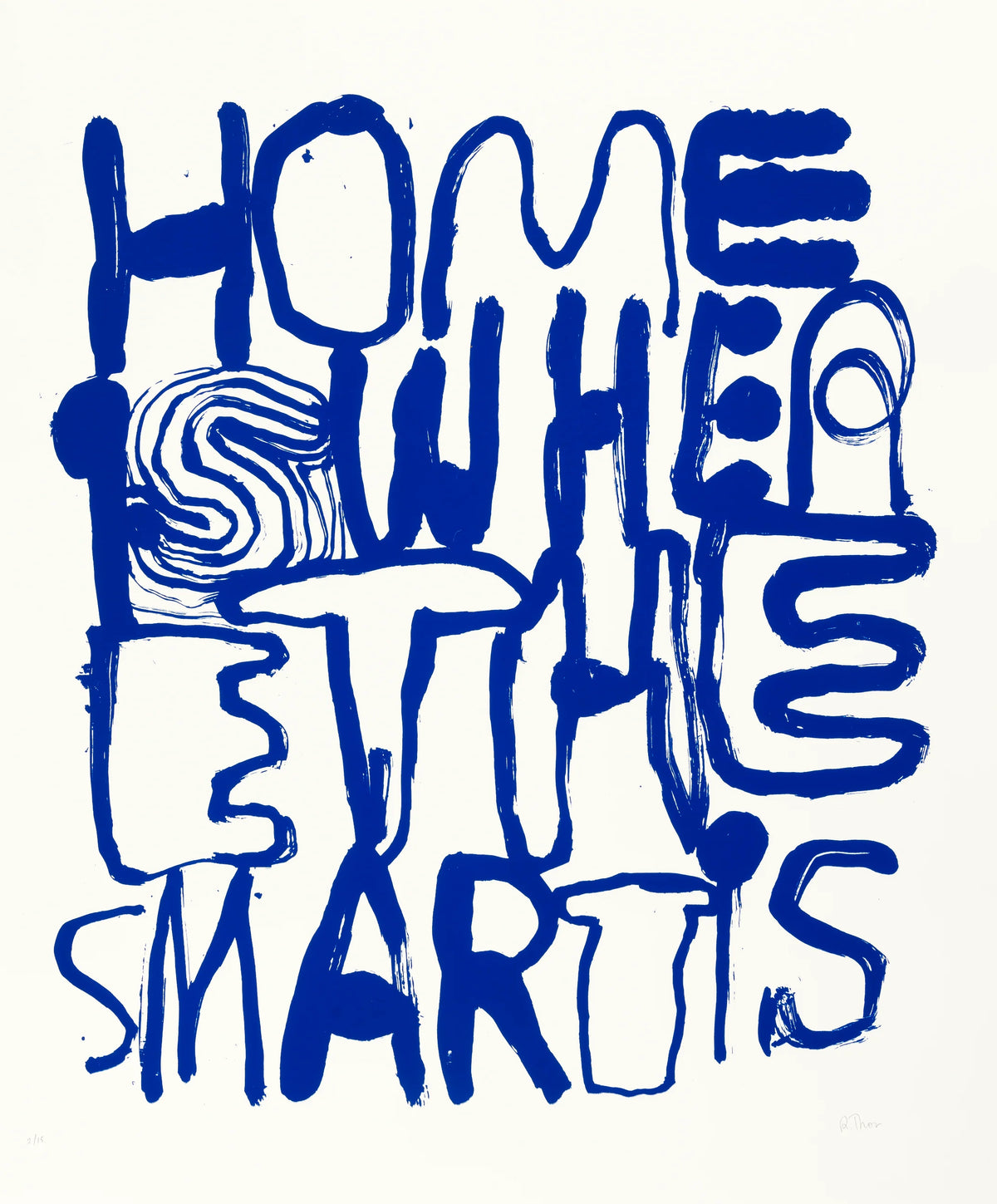 Home is, silketrykk / serigrafi av Renate Thor, 70 x 82,5 cm (ark)