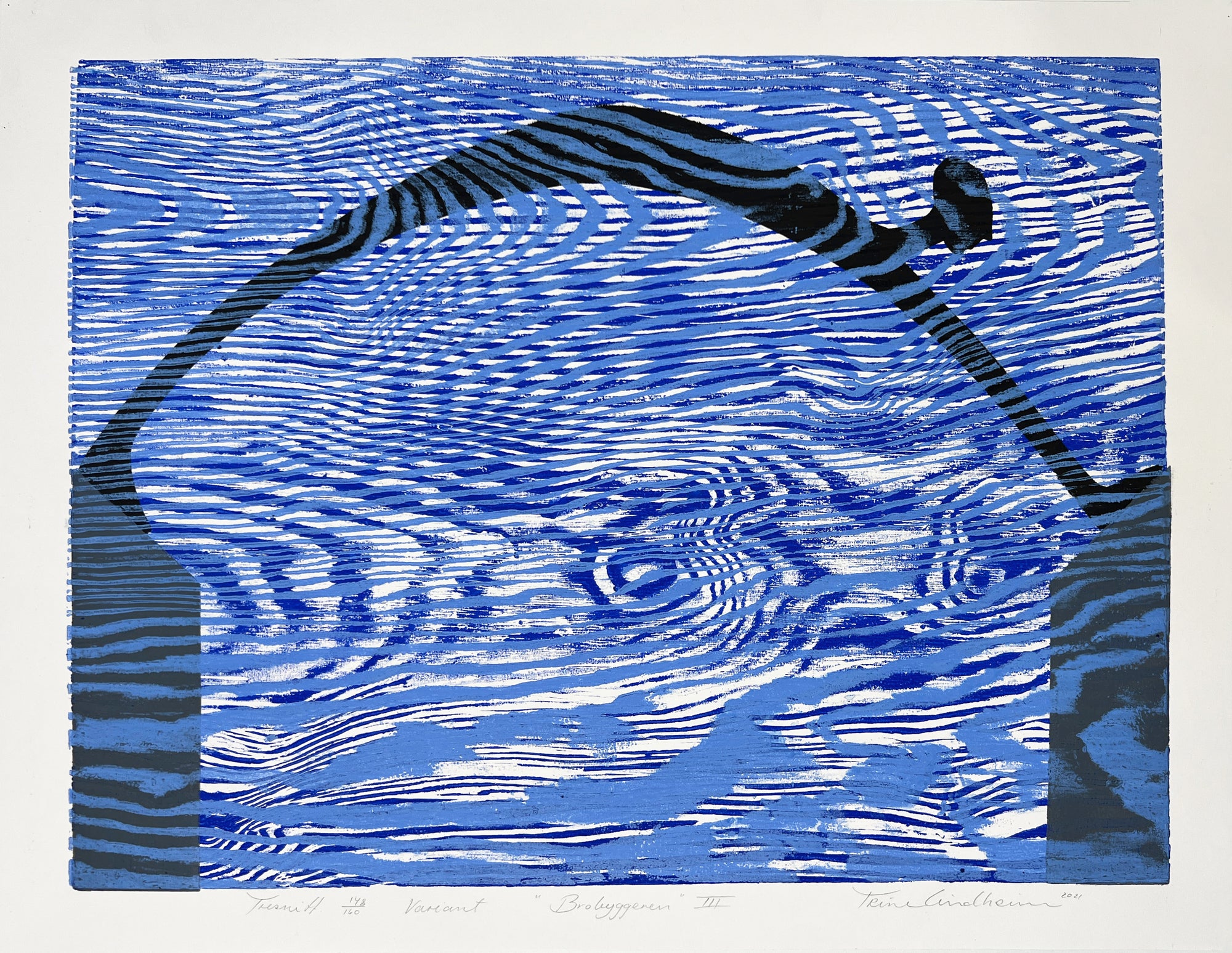 Brobyggeren III, tresnitt av Trine Lindheim, 60 x 46 cm