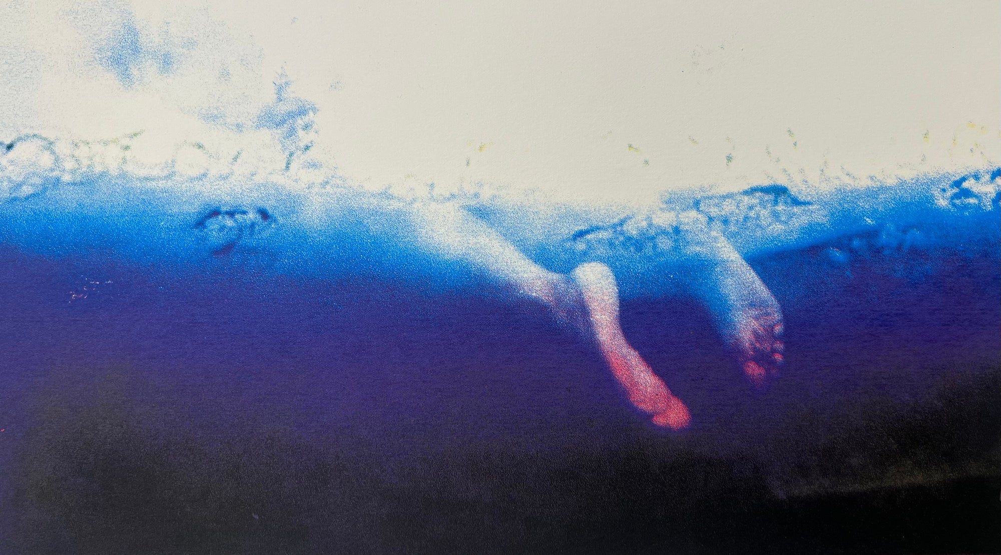 Blue motion #5, silketrykk / serigrafi av Hilde Rosenberg Bamarni, 40 x 23 cm motiv (50 x 30 cm ark)