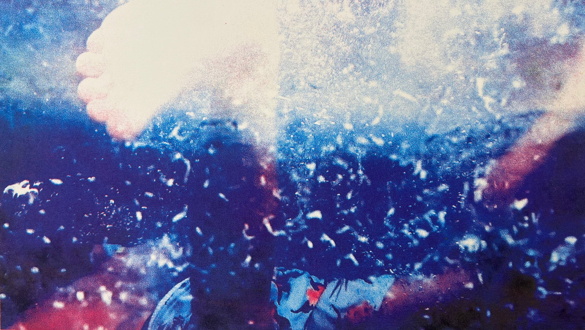 Blue motion #6, silketrykk / serigrafi av Hilde Rosenberg Bamarni, 40 x 23 cm motiv (50 x 30 cm ark)