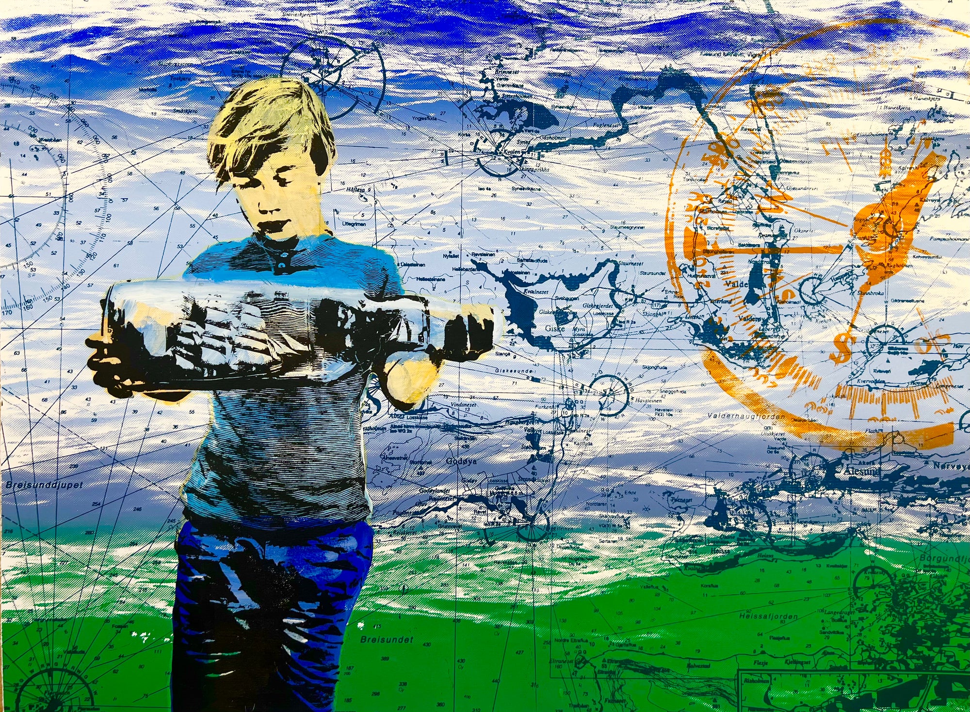 Coastal dreams, silketrykk / serigrafi av Hilde Rosenberg Bamarni, 79 x 59 cm ark