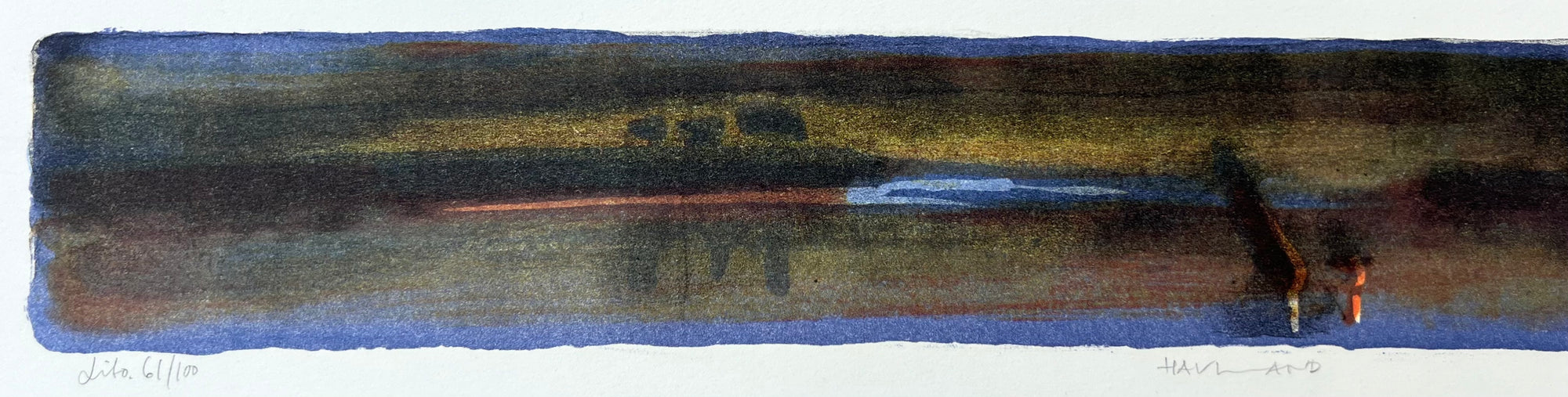 Havland, litografi av Inger K. Giskeødegård, 41 x 21 cm motiv (50,5 x 28,5 cm ark)