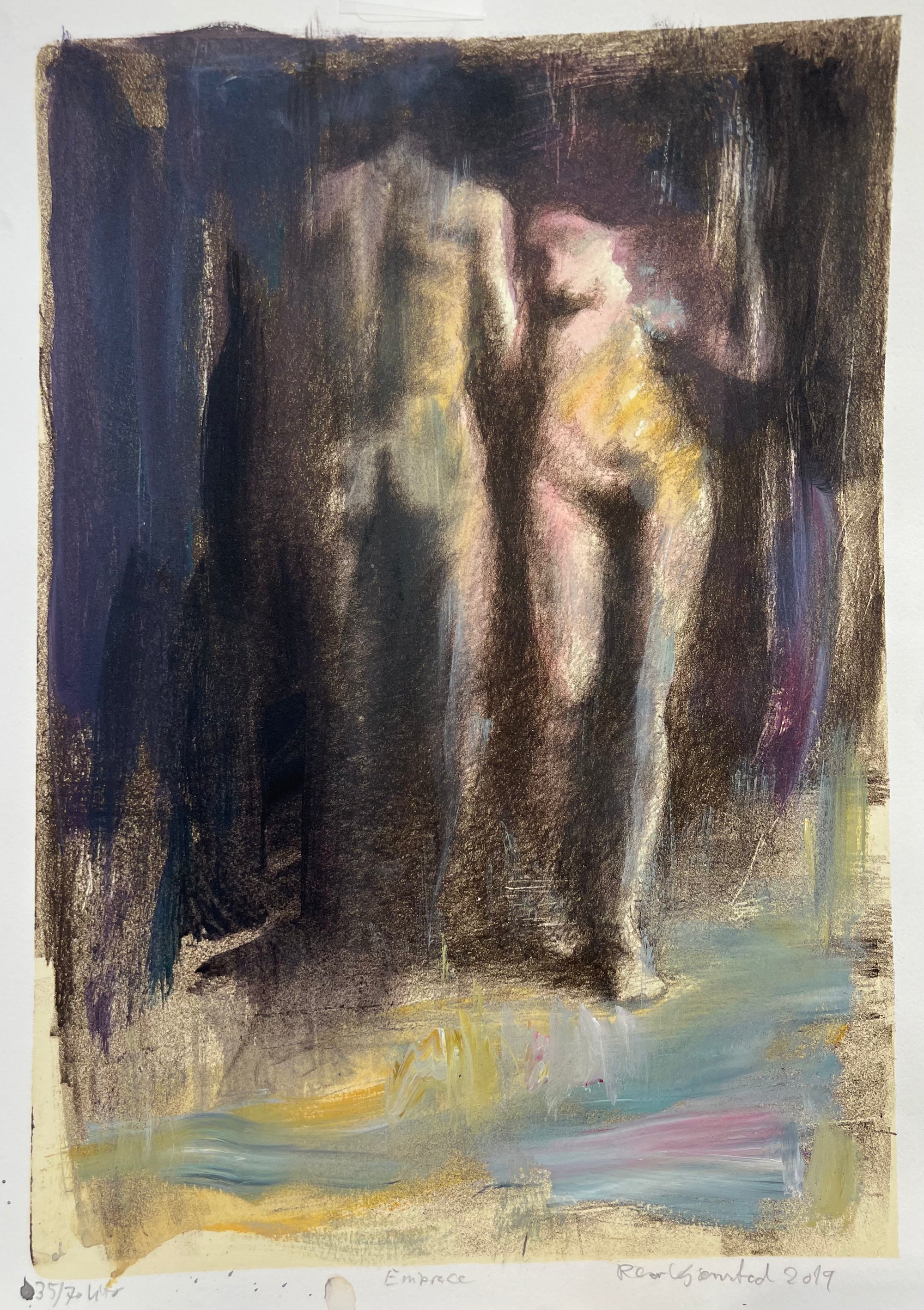 Embrace, litografi av Roar Kjærnstad, 36 x 50 cm (ark)