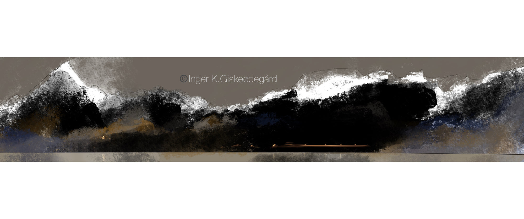 Fjellrekke, d.g.a. av Inger K. Giskeødegård, 100 x 20 cm