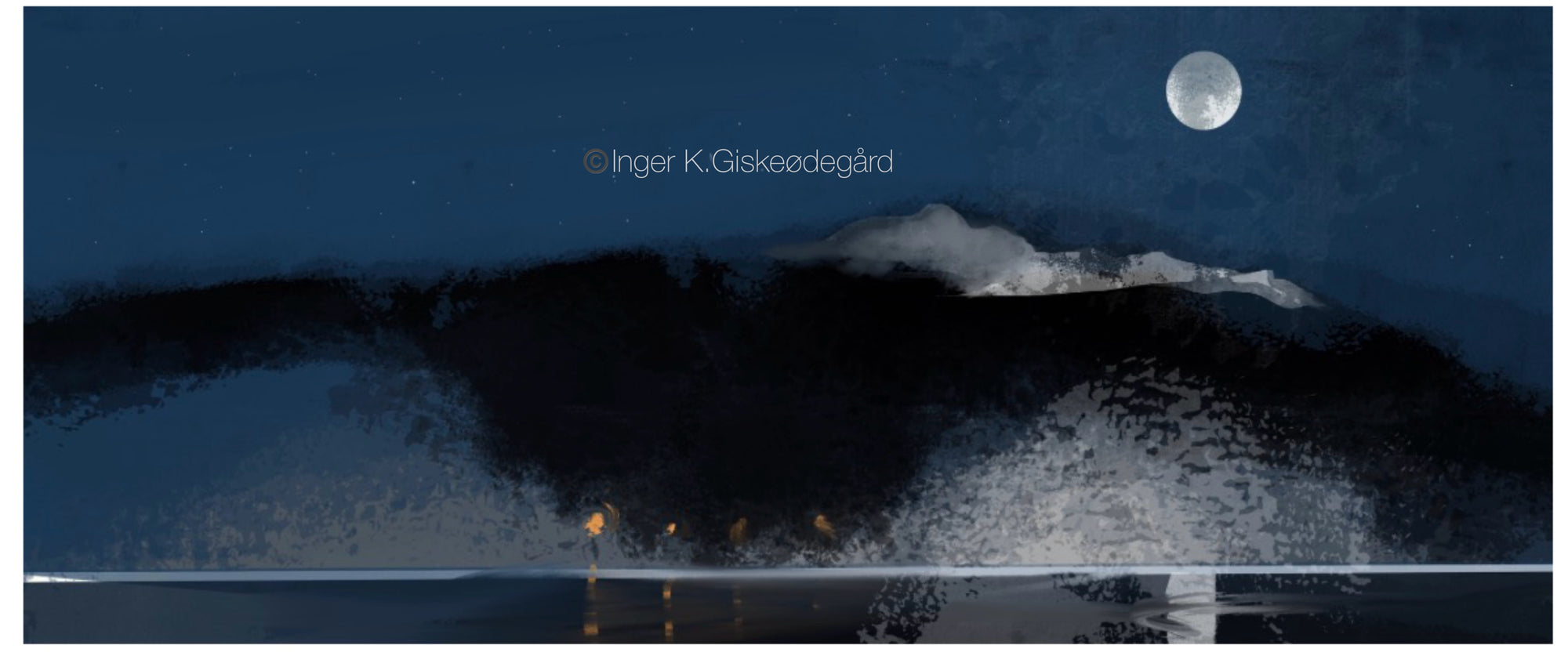 Nattlys, d.g.a. av Inger K. Giskeødegård, 80 x 33 cm