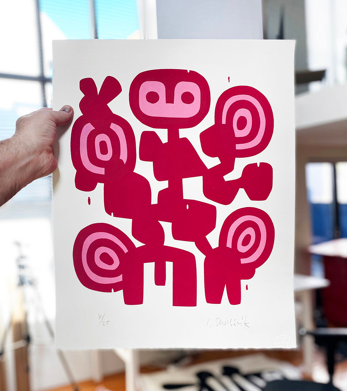 Affection (hvit), silketrykk / serigrafi av Lasse Skarbøvik, 38 x 49 cm (arkformat)