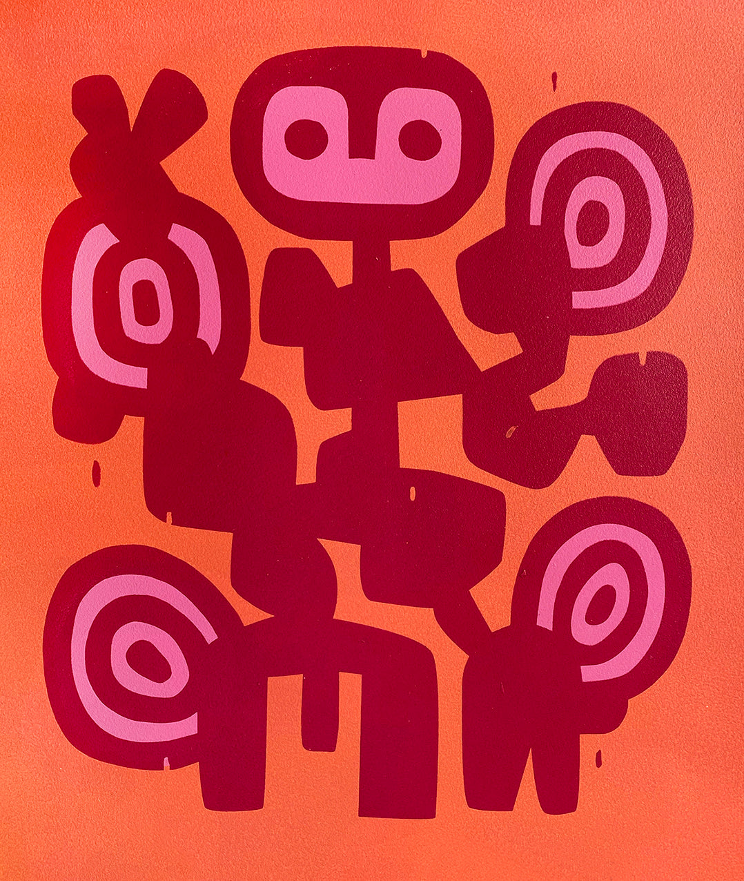 Affection Blush (orange), silketrykk / serigrafi av Lasse Skarbøvik, 38 x 49 cm (arkformat)