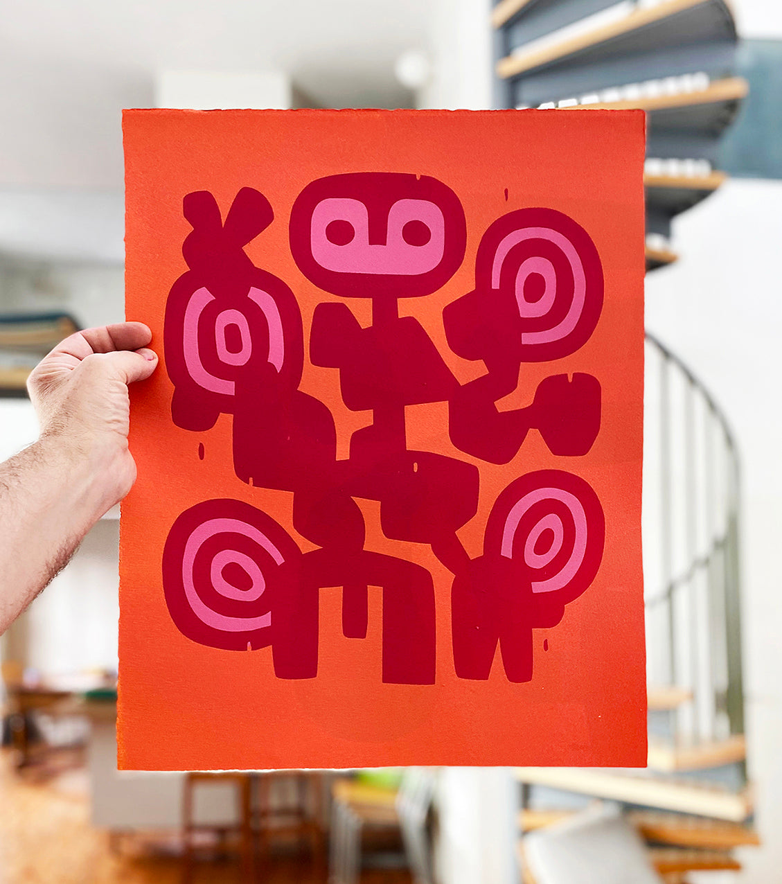 Affection Blush (orange), silketrykk / serigrafi av Lasse Skarbøvik, 38 x 49 cm (arkformat)