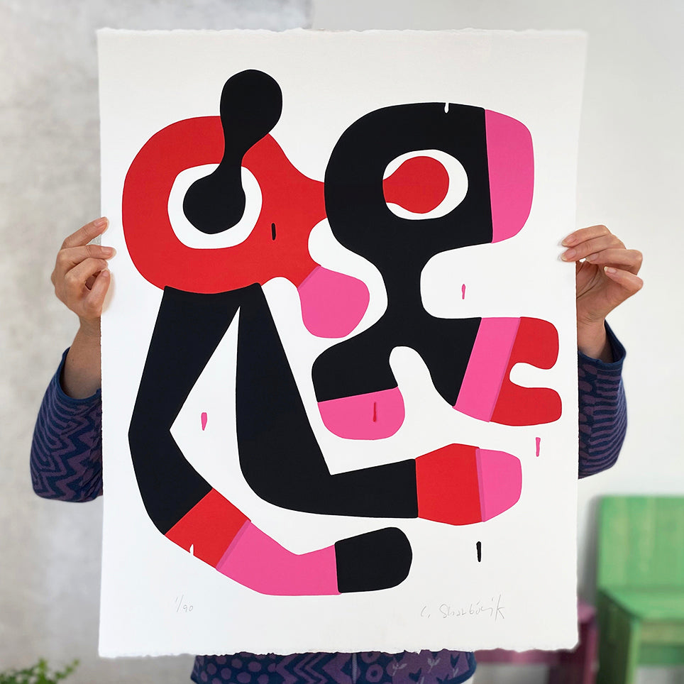 Flamenco, silketrykk / serigrafi av Lasse Skarbøvik, 50,5 x 66,5 cm (arkformat)