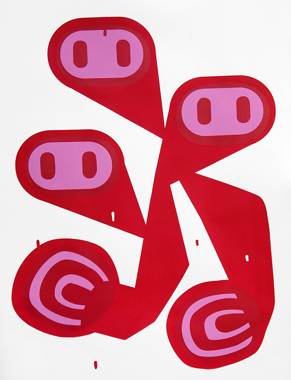 Red Couples Therapy (Red), silketrykk / serigrafi av Lasse Skarbøvik, 56 x 78 cm (arkformat)