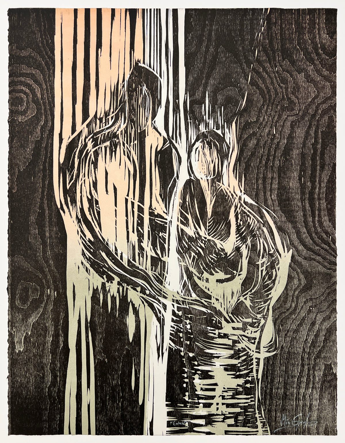 Enhet, tresnitt av Mia Gjerdrum Helgesen, 53 x 69 cm (arkformat)