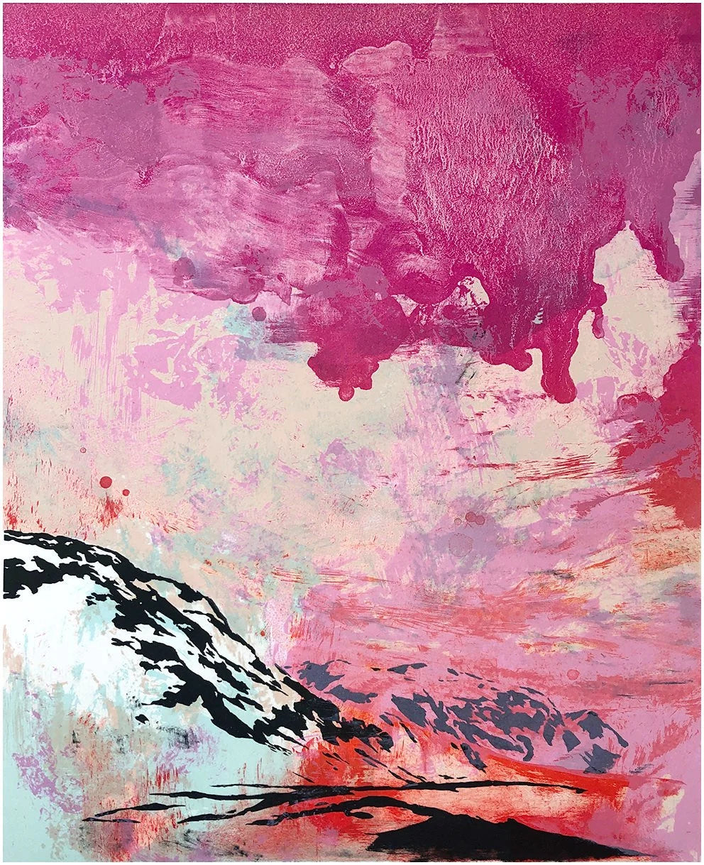 Nå er vi her, litografi av Anne Kristin Hagesæther, 41 x 52 cm motiv (46 x 58,5 cm ark)