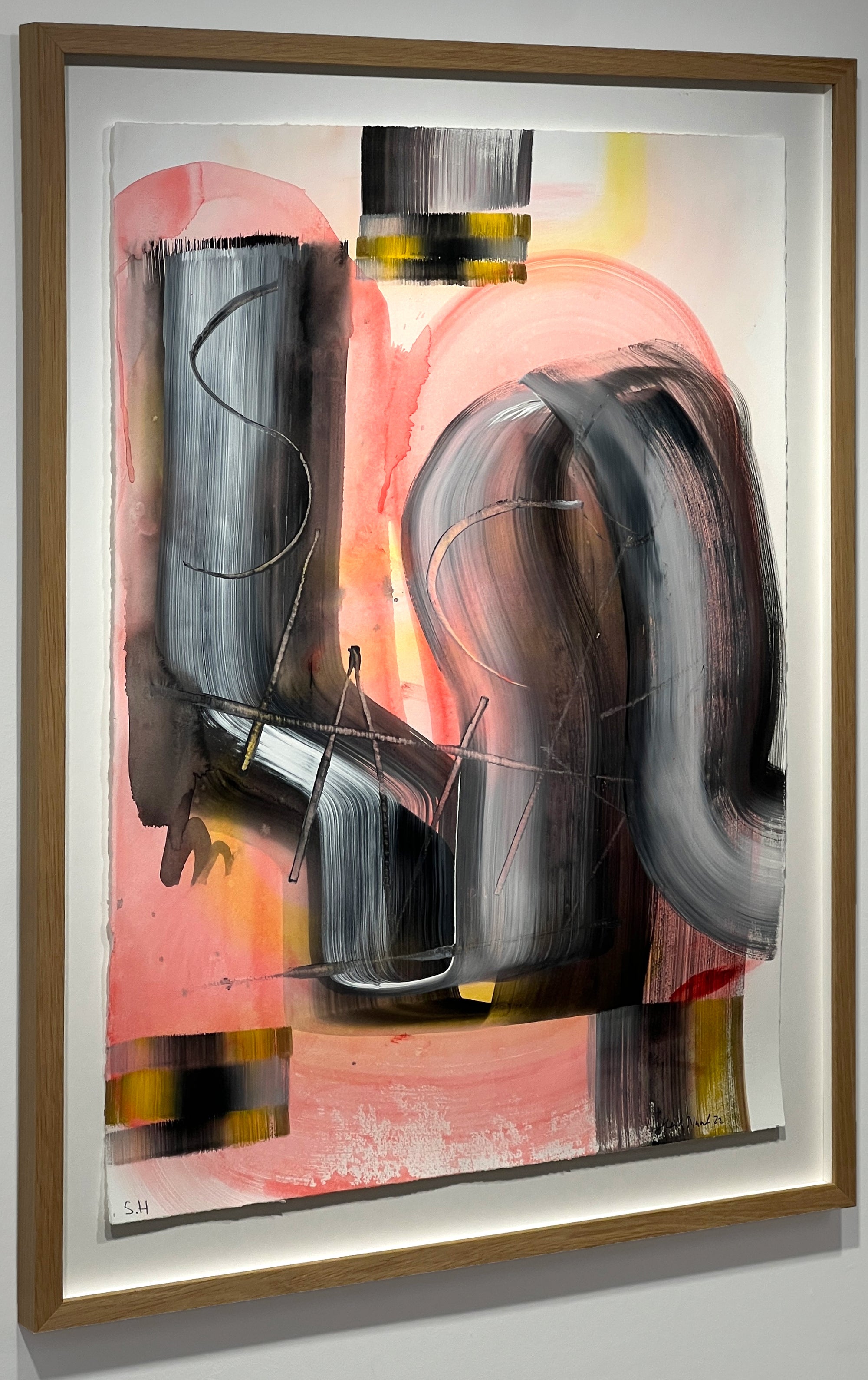 Uten tittel, maleri & tegninger av Sebastian Helling, Motiv: 55,5 x 75,5 cm | Innrammet format: 68 x 89 cm