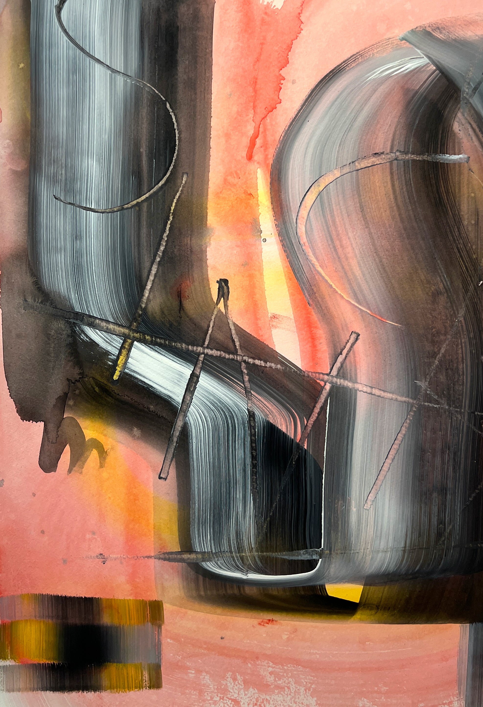 Uten tittel, maleri & tegninger av Sebastian Helling, Motiv: 55,5 x 75,5 cm | Innrammet format: 68 x 89 cm