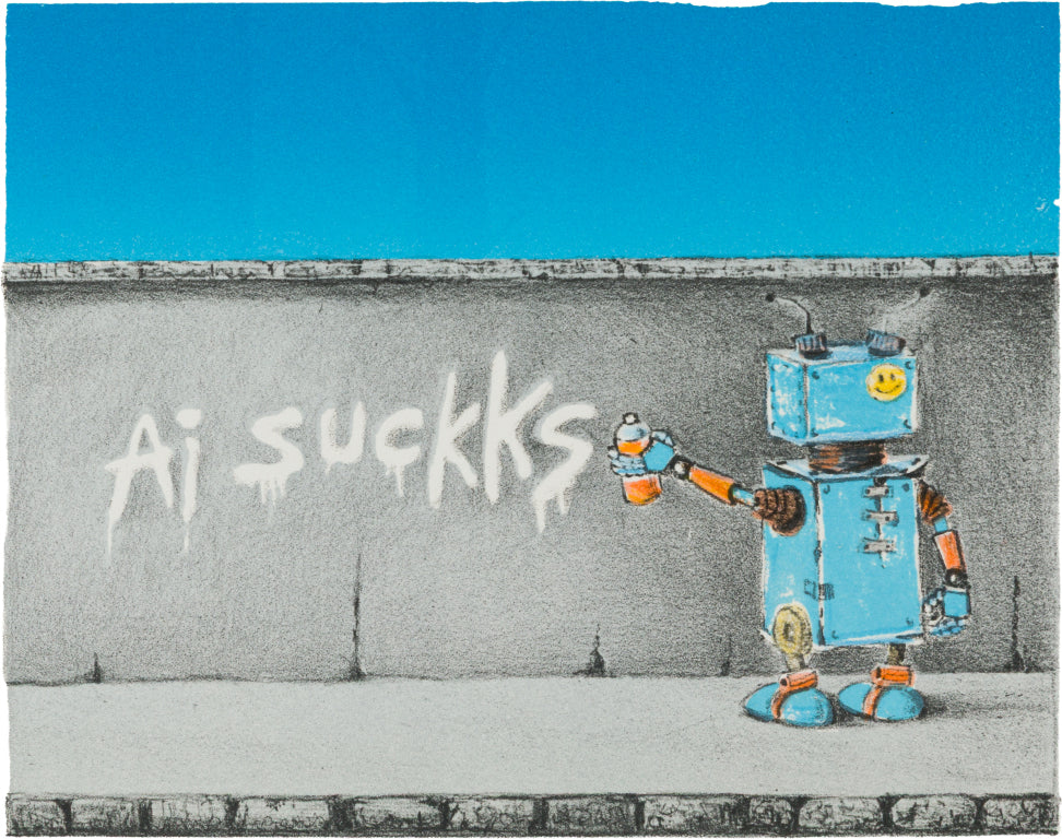 Ai suckks, litografi av Tom Erik Andersen, 25 x 22,5 cm (ark)