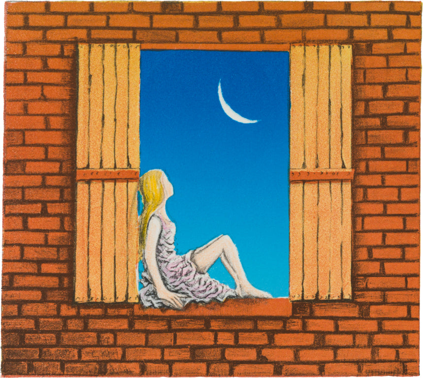 Sleepless under the moon, litografi av Tom Erik Andersen, 24,5 x 23,5 cm (ark)