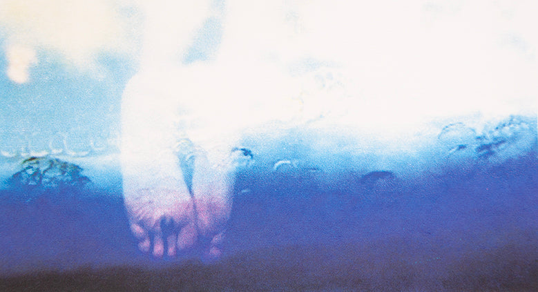 Blue motion #2, silketrykk / serigrafi av Hilde Rosenberg Bamarni, 40 x 23 cm motiv (50 x 29 cm ark)
