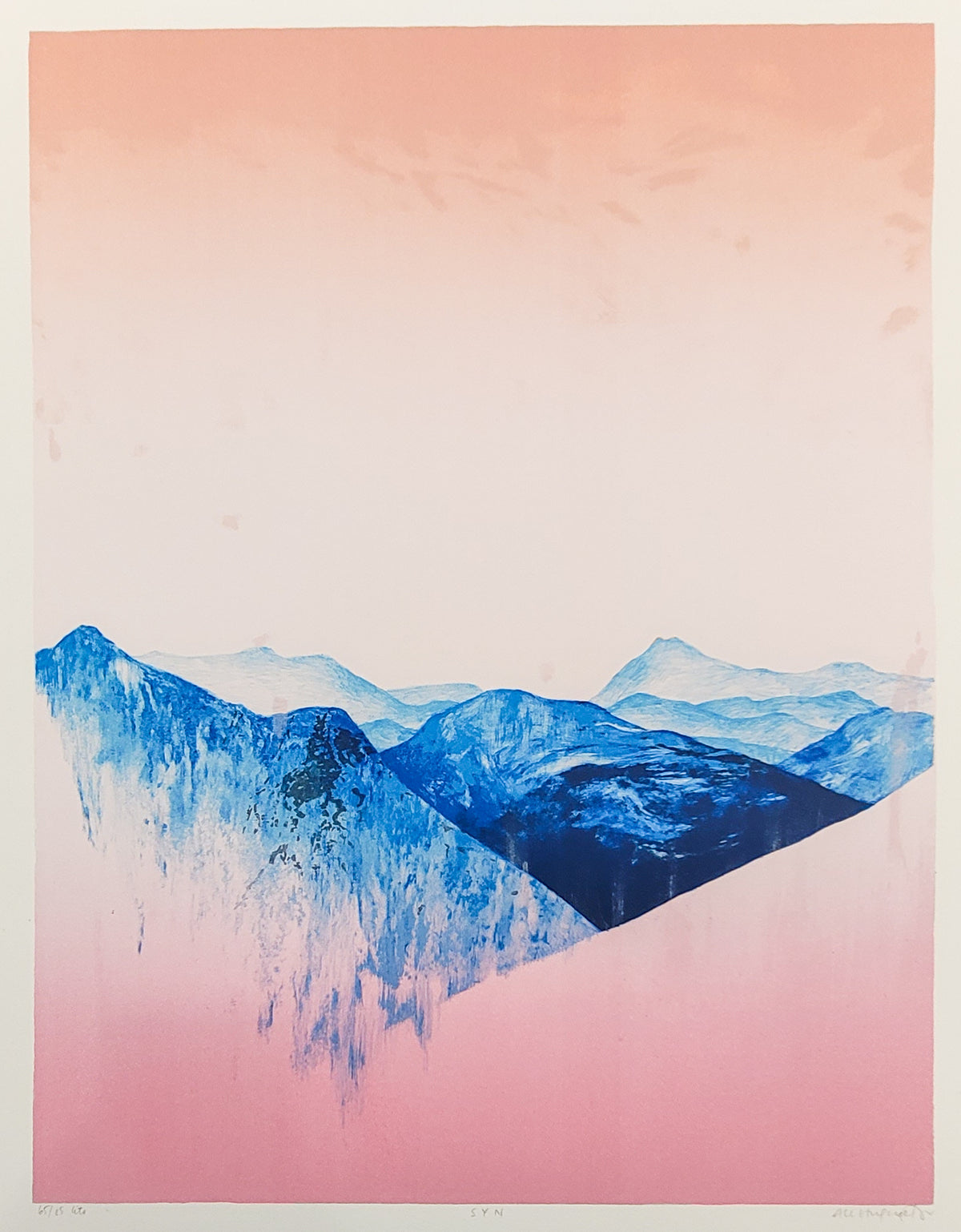 Syn (Rosa), litografi av Anne Kristin Hagesæther, 50 x 65 cm