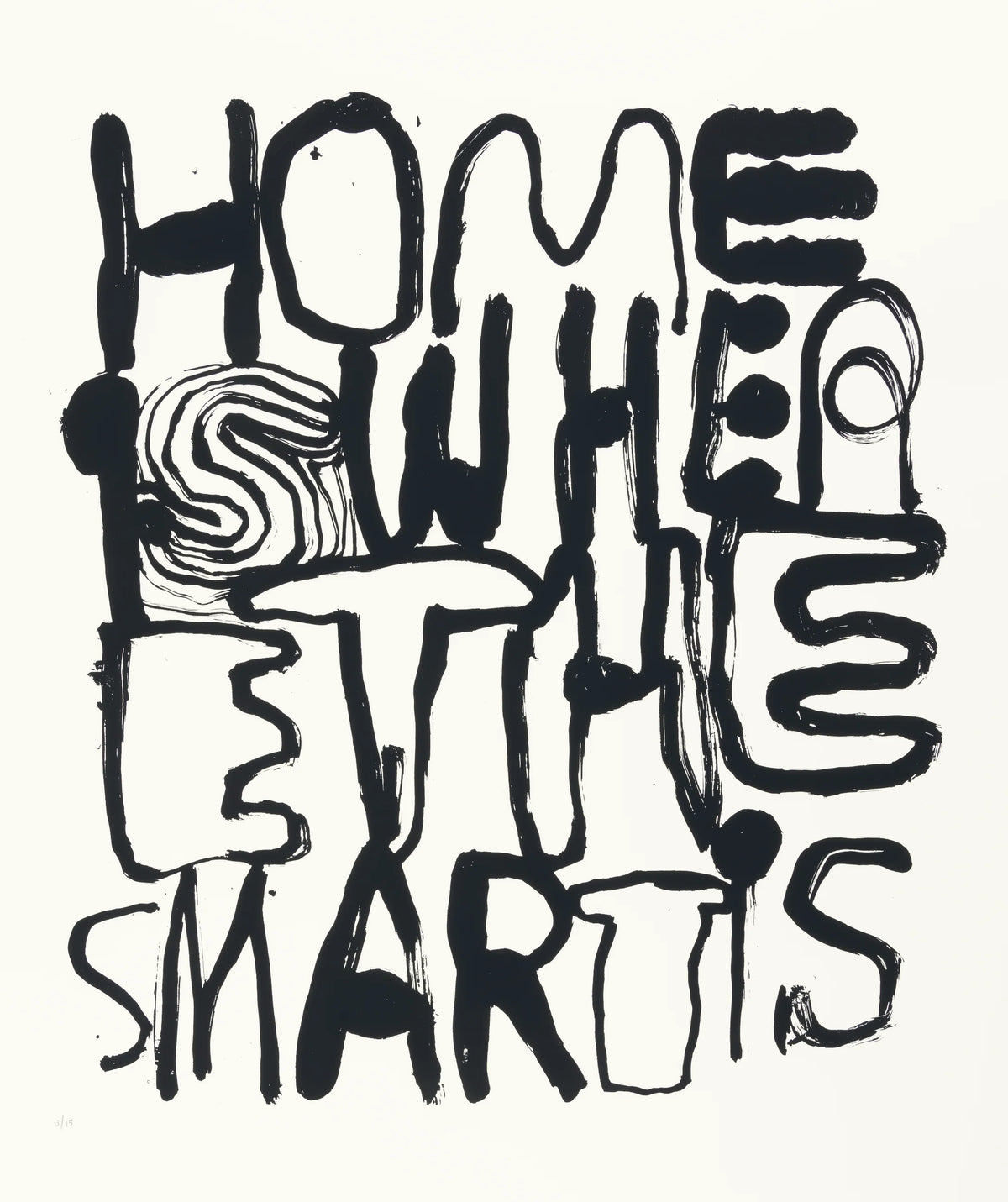 Home is, silketrykk / serigrafi av Renate Thor, 70 x 82,5 cm (ark)