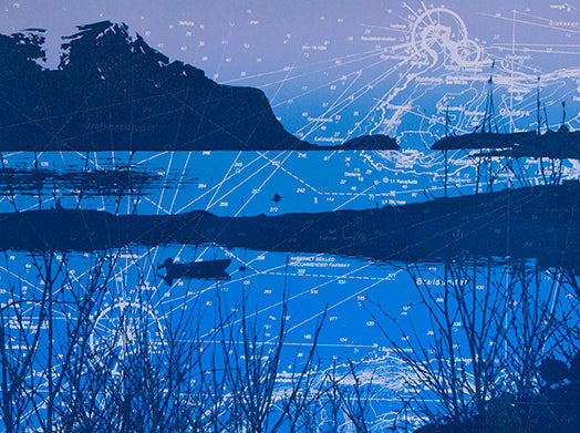 Litoral currents, silketrykk / serigrafi av Hilde Rosenberg Bamarni, 50 x 38 cm motiv (70,5 x 50 cm ark)