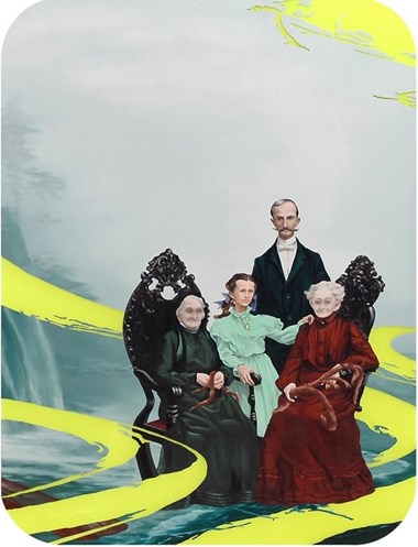 Andrew Sendor ( f. 1977. ) «Waterfall family» 2005. Oil on plexi. 115 x 87 cm