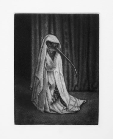 «Exit Stage»  Mezzotint. 17 x 13 cm-
Kr.2000 uten ramme