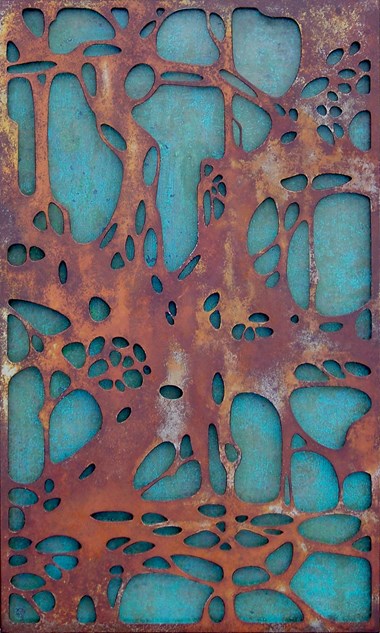 «Påske», 68 x 41 x 3 cm, rustpatinert stål og patinert kopar